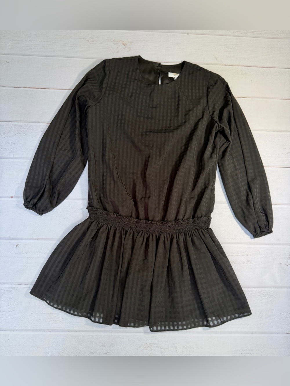 Waverly Grey Black Sheer Mini Dress Size L Made in USA